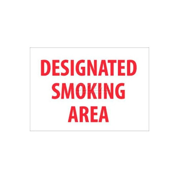 NMC No Smoking Area Sign, Designated Smoking Area, 10in X 14in, White/Red